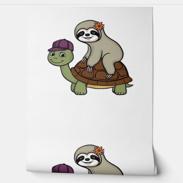 Sloth riding a turtle Classic T-Shirt Wallpaper (Unrolling)