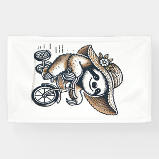 Sloth Riding Bike Banner