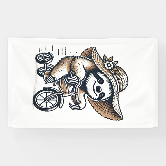 Sloth Riding Bike Banner (Horizontal)