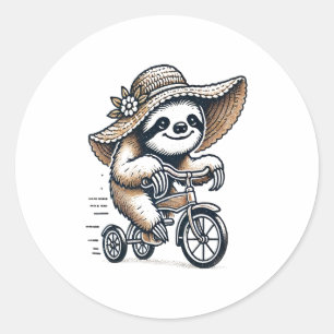 Sloth Riding Bike Classic Round Sticker