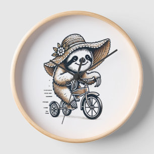 Sloth Riding Bike Clock