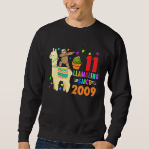 Sloth Riding Llama 11Th Birthday Girl Kids 11 Year Sweatshirt