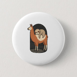 Sloth Riding Llama 6 Cm Round Badge