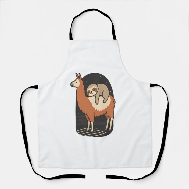 Sloth Riding Llama Apron (Front)