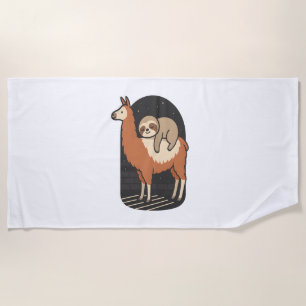 Sloth Riding Llama Beach Towel