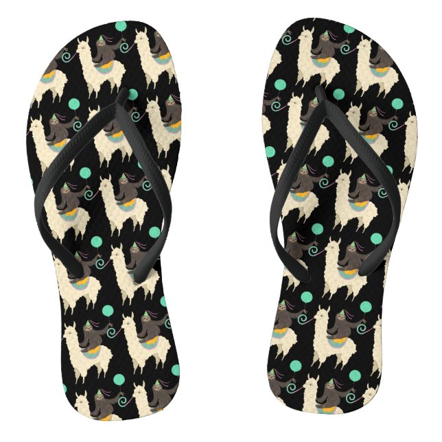 Sloth Riding Llama Birthday Thongs (Footbed)