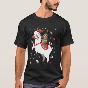 Sloth Riding Llama Funny Christmas Novelty T-Shirt