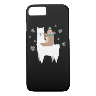 Sloth Riding Llama Funny Christmas Scarf Santa Hat iPhone 8/7 Case