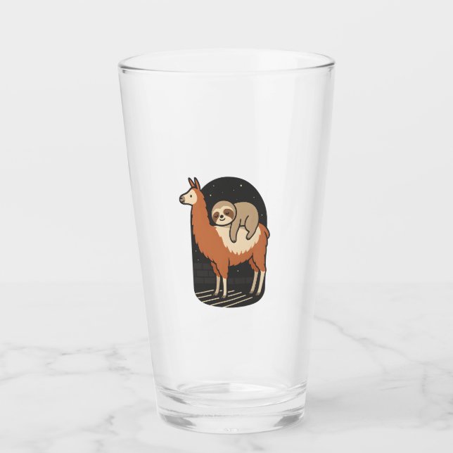 Sloth Riding Llama Glass (Front)
