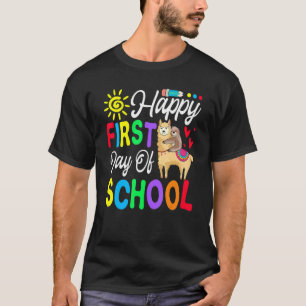 Sloth Riding Llama Happy First Day Of School Teach T-Shirt