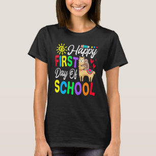 Sloth Riding Llama Happy First Day Of School Teach T-Shirt