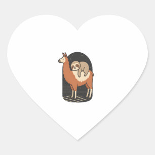 Sloth Riding Llama Heart Sticker