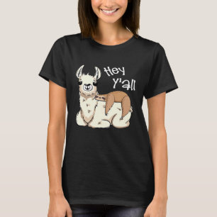 Sloth Riding Llama Hey Yall Cute Love T-Shirt