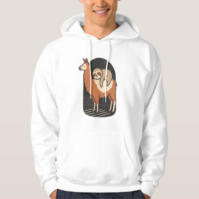 Sloth Riding Llama Hoodie (Front)