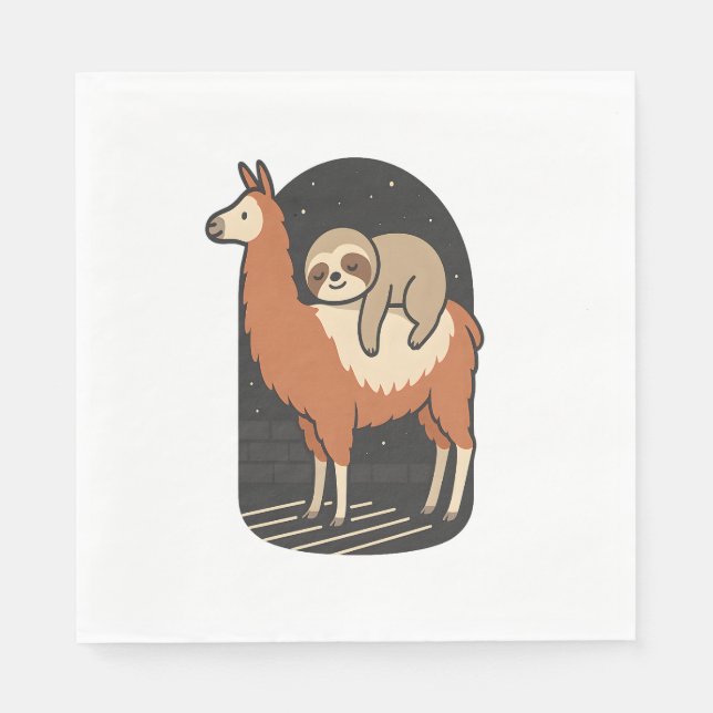 Sloth Riding Llama Napkin (Front)
