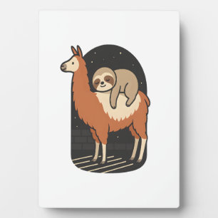 Sloth Riding Llama Plaque