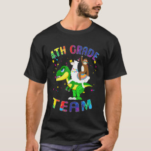 Sloth Riding Llama Rex 4th Grade Team First Day Of T-Shirt