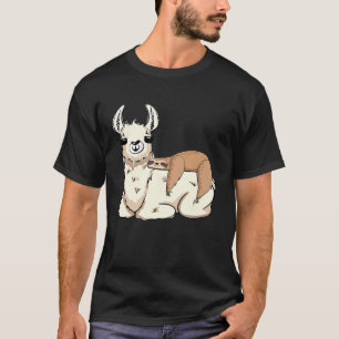 Sloth Riding Llama Sleeping Cute Love Animals Nap T-Shirt