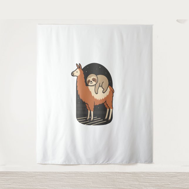 Sloth Riding Llama Tapestry (Front)