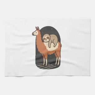 Sloth Riding Llama Tea Towel