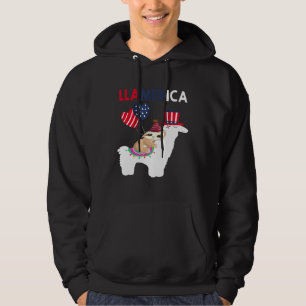 Sloth Riding Llama US Flag Llamerica 4th Of July Hoodie