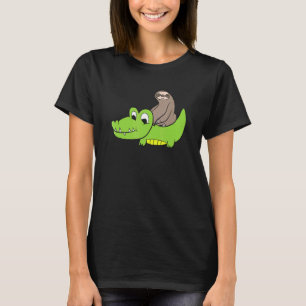 Sloth Riding On Alligator Kids Crocodile Alligator T-Shirt