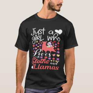 Sloth riding Pink Llama Just Girl Who Loves Sloths T-Shirt