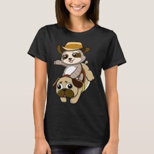 Sloth Riding Pug Dog Kids T-Shirt