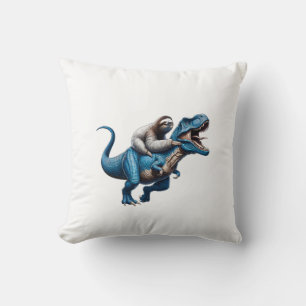 Sloth Riding T-Rex Dinosaur Lover T-Shirt Cushion