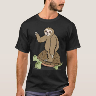 Sloth Riding Turtle Lazy and Slow T-Shirt