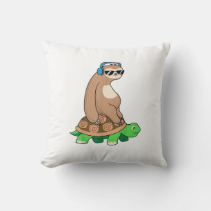 Sloth Riding Turtle - Lazy Sloth T Shirt Gift T-Sh Cushion