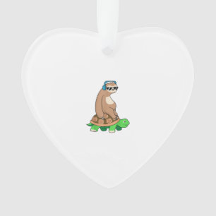 Sloth Riding Turtle - Lazy Sloth T Shirt Gift T-Sh Ornament