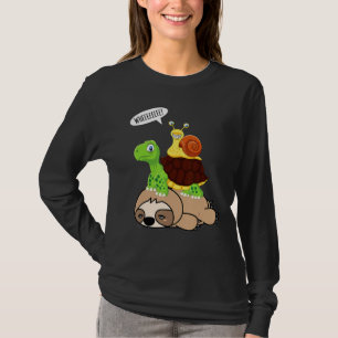 Sloth Riding Turtle Snail Cute Animal Lover Kids M T-Shirt