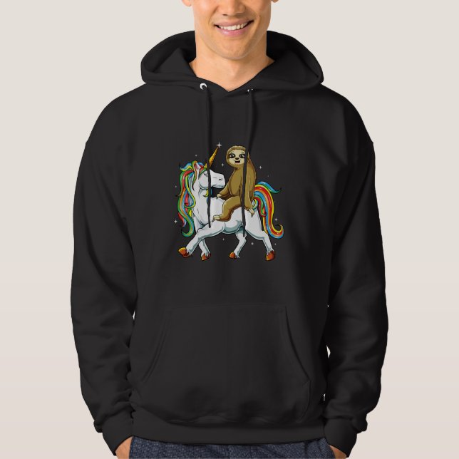 Sloth Riding Unicorn Funny Magical Cute Pet Hoodie (Front)