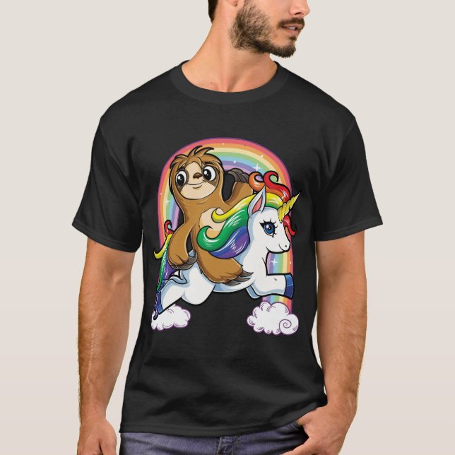 Sloth Riding Unicorn T-Shirt (Front)