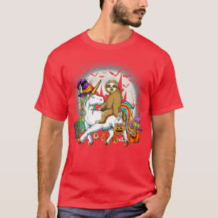 Sloth Riding Witch Unicorn Halloween Costume Day K T-Shirt