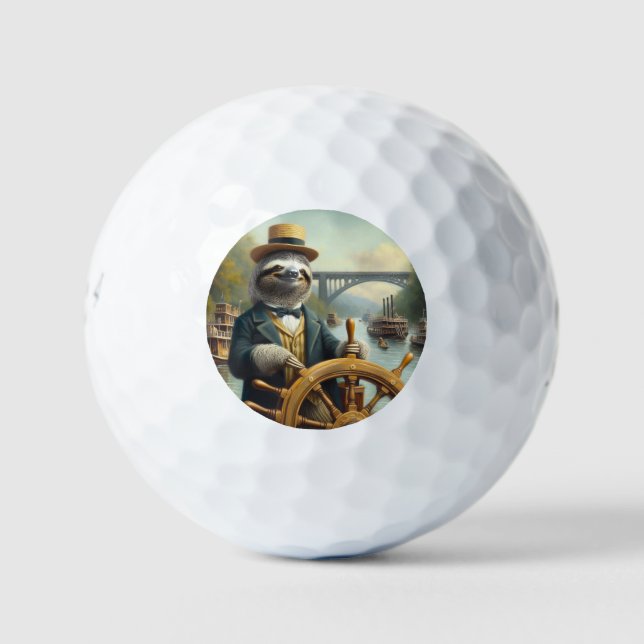 Sloth Riverboat Captain Golf Balls (Front)