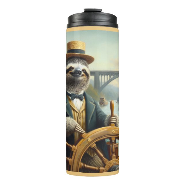 Sloth Riverboat Captain Thermal Tumbler (Front)