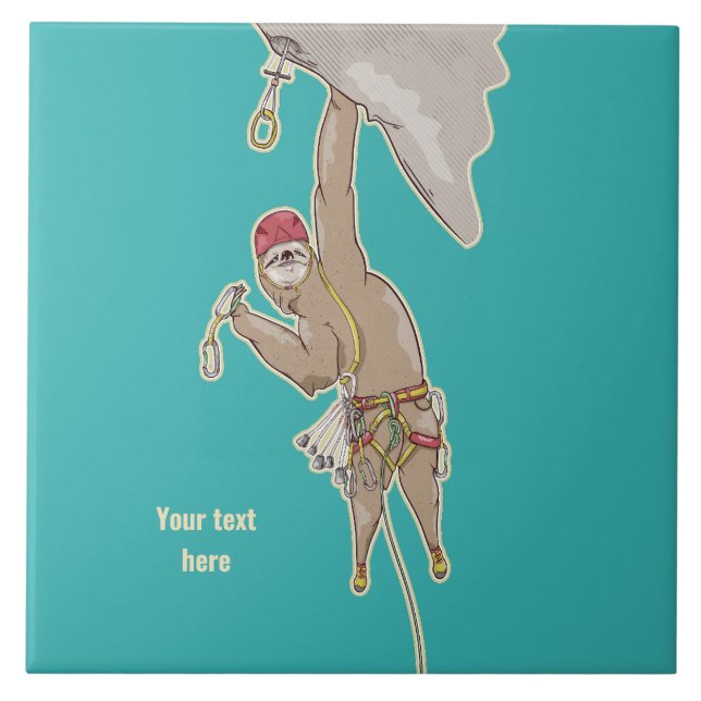 Sloth Rock Climber Trad gear Ceramic Tile (Front)