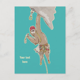 Sloth Rock Climber Trad gear Postcard