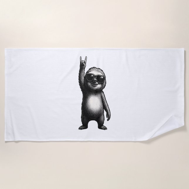 Sloth Rocking Dance Beach Towel (Front)