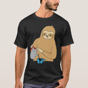 Sloth Rodent Cute Coffee Tired Lazy Office Monday T-Shirt