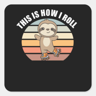 Sloth Roller Skates Funny Animals Roller Skate Square Sticker