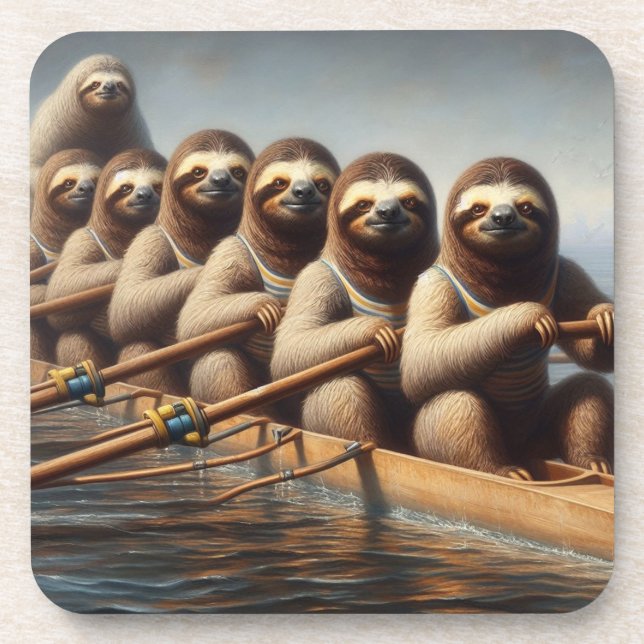 Sloth Rowing Team Coaster (Front)