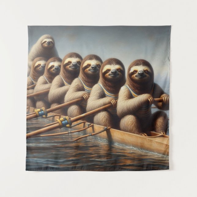Sloth Rowing Team Tapestry (Front)