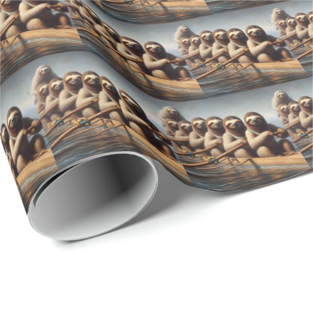 Sloth Rowing Team Wrapping Paper (Roll Corner)