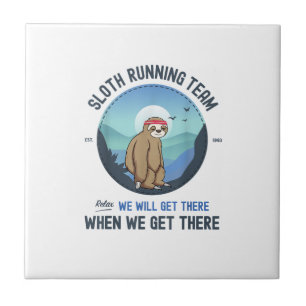 Sloth Running Shirt T-Shirt Ceramic Tile