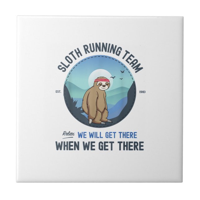 Sloth Running Shirt T-Shirt Ceramic Tile (Front)