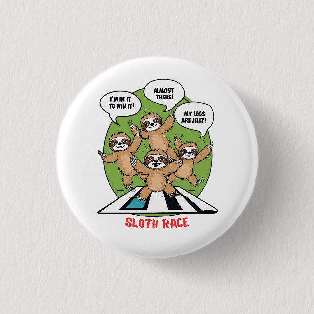 Sloth Running Team 3 Cm Round Badge (Front)