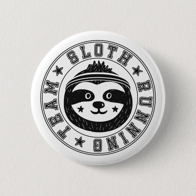 Sloth Running Team 6 Cm Round Badge (Front)